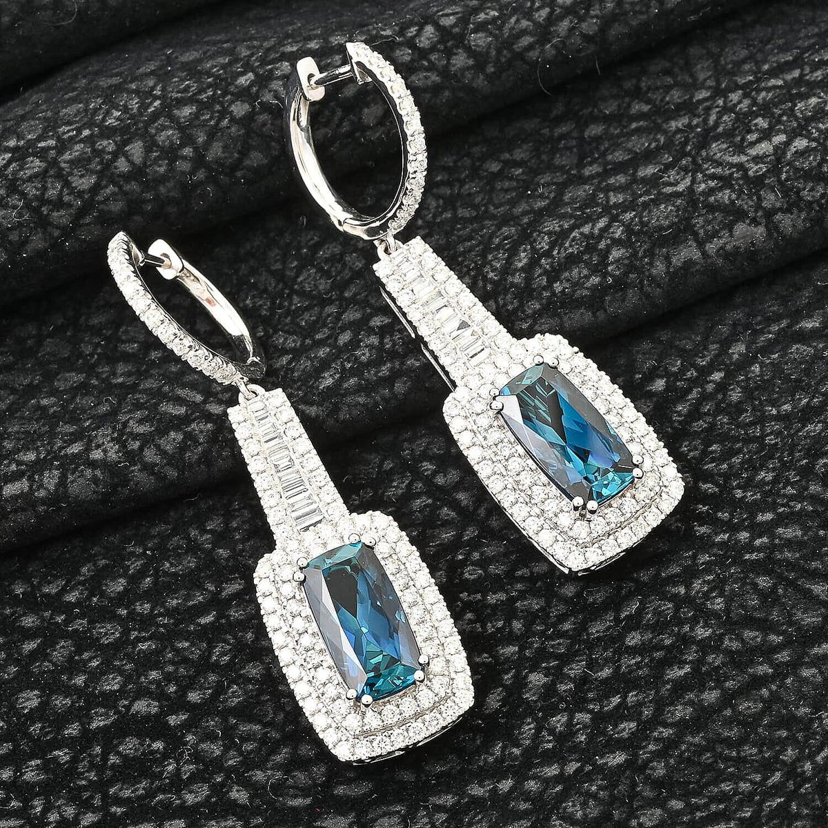 Chairman Vault Collection - Certified and Appraised RHAPSODY 950 Platinum AAAA Monte Belo Indicolite and E-F VS Diamond Double Halo Earrings 7.39 Ct 7769164 1