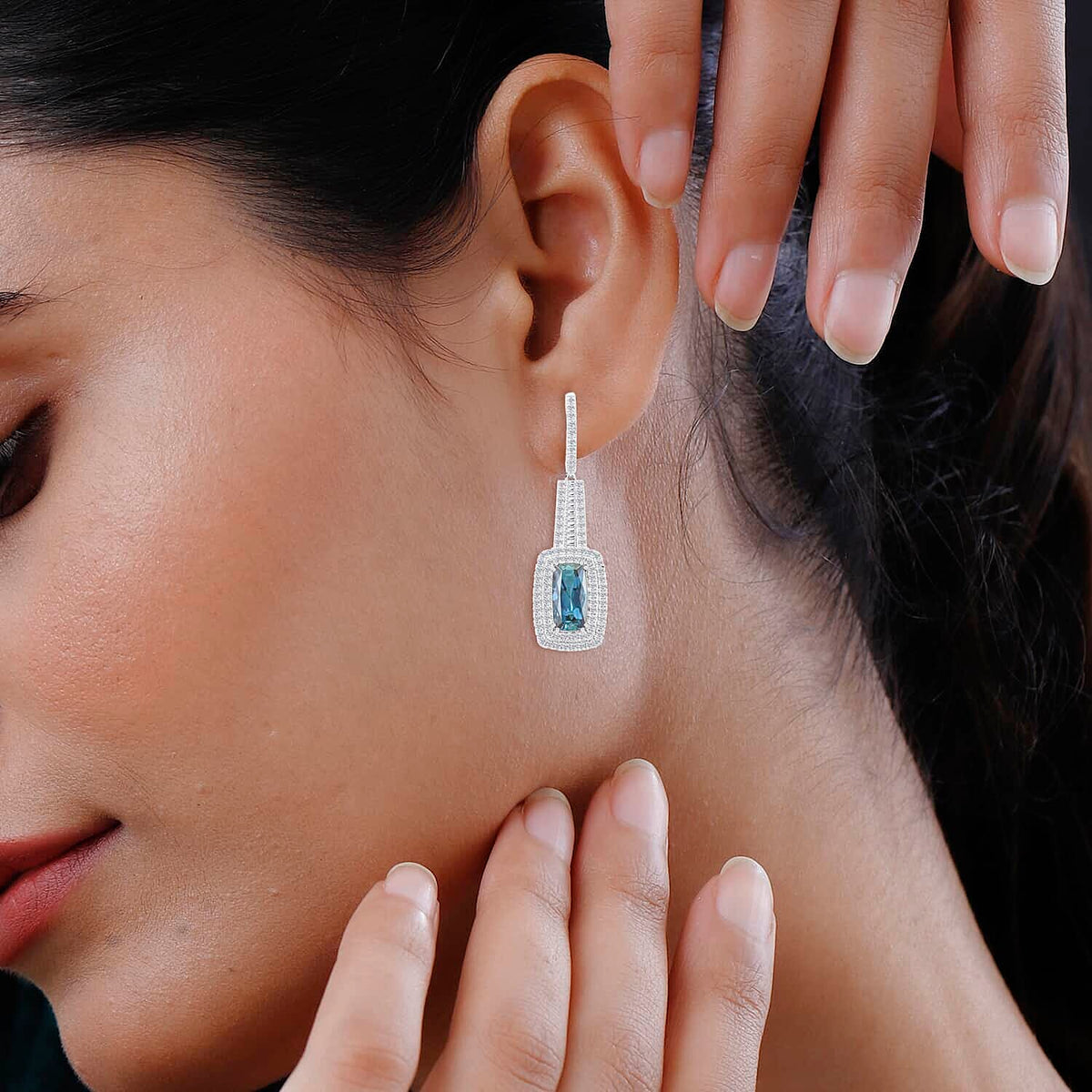 Chairman Vault Collection - Certified and Appraised RHAPSODY 950 Platinum AAAA Monte Belo Indicolite and E-F VS Diamond Double Halo Earrings 7.39 Ct 7769164 2