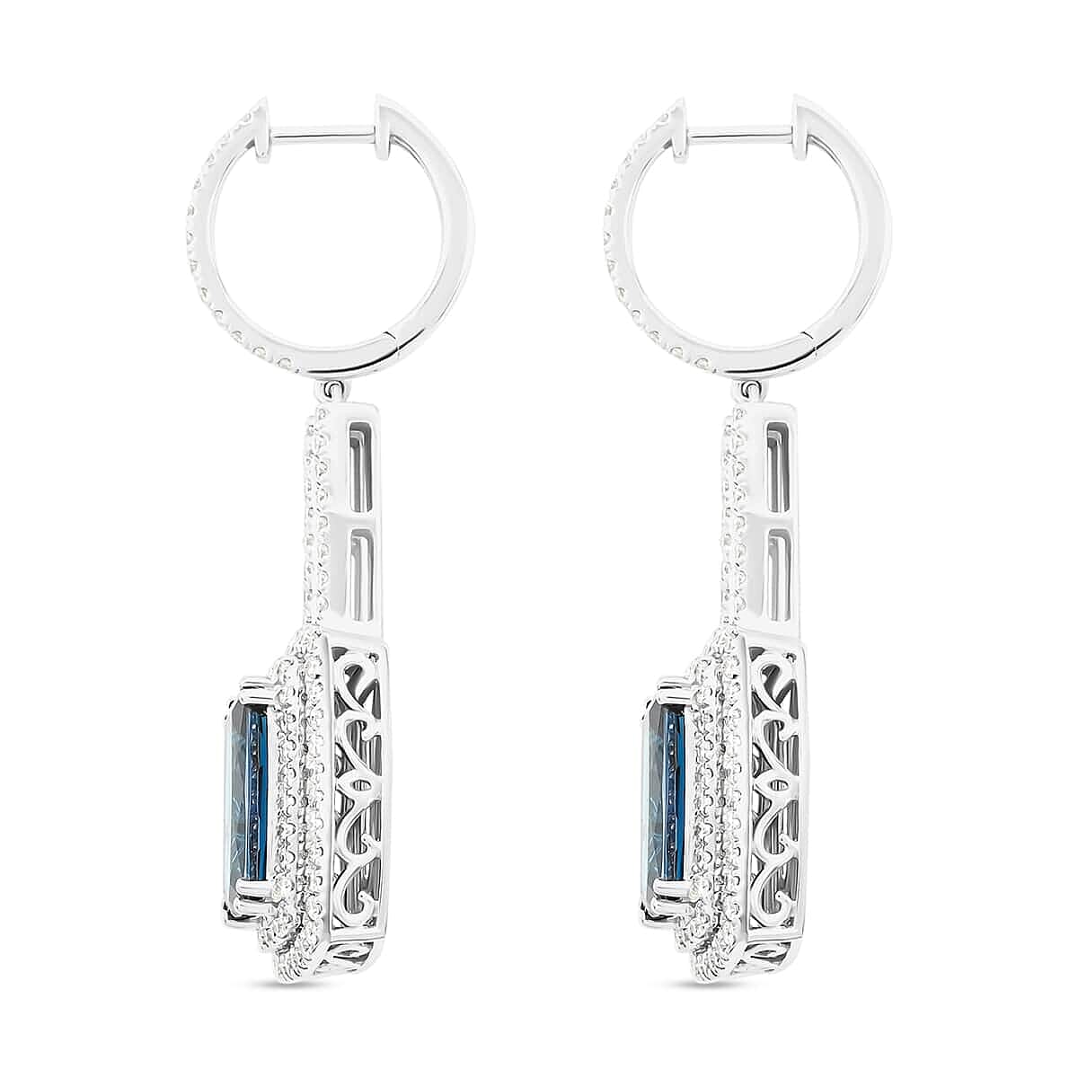 Chairman Vault Collection - Certified and Appraised RHAPSODY 950 Platinum AAAA Monte Belo Indicolite and E-F VS Diamond Double Halo Earrings 7.39 Ct 7769164 3