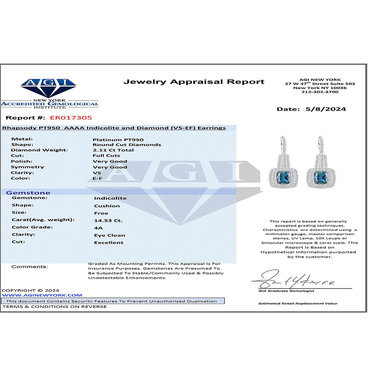 Chairman Vault Collection - Certified and Appraised RHAPSODY 950 Platinum AAAA Monte Belo Indicolite and E-F VS Diamond Double Halo Earrings 7.39 Ct 7769164 6