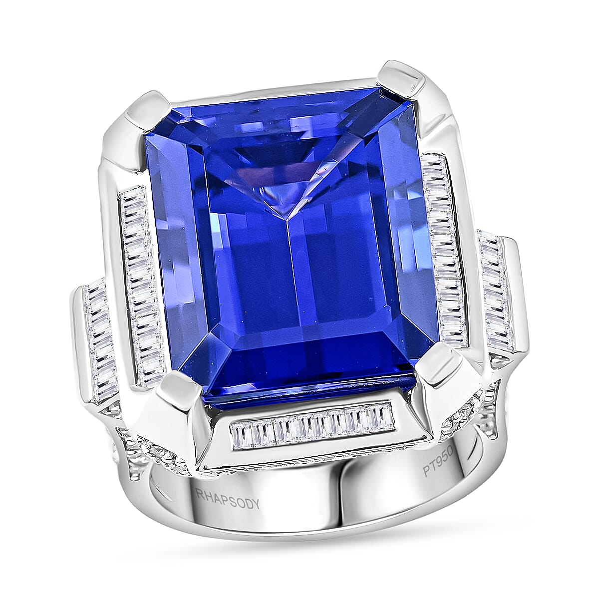 Chairman Vault: Certified and Appraised Ring with AAAA Grade Tanzanite and Diamond in 950 Platinum 7769200 0
