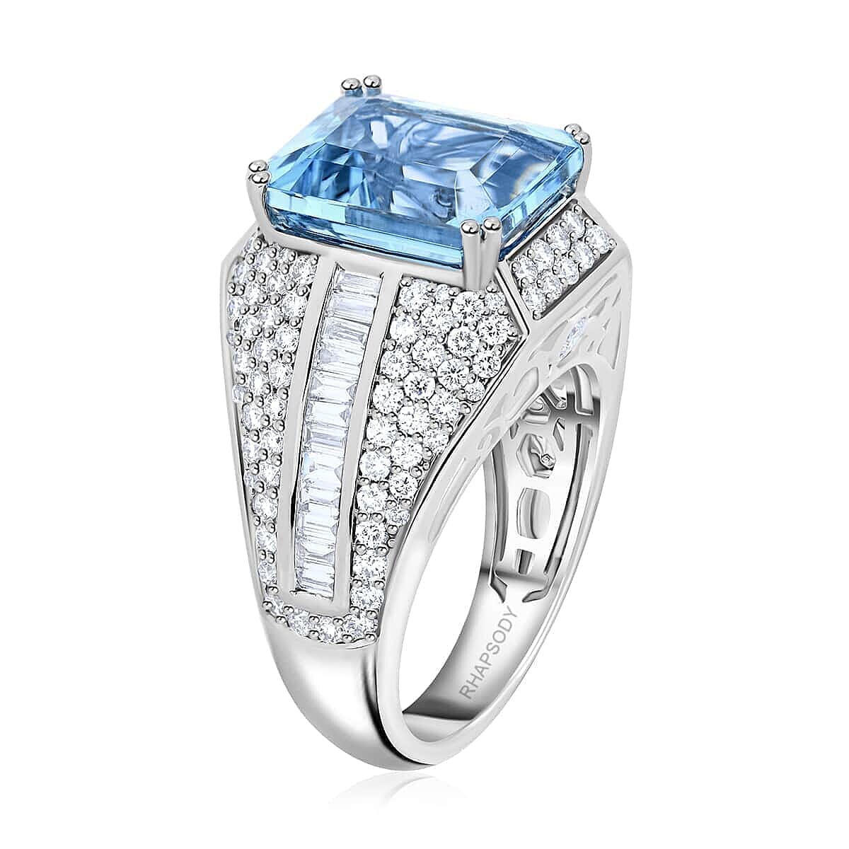 Chairman Vault Collection - Certified and Appraised RHAPSODY 950 Platinum AAAA Santa Maria Aquamarine and E-F VS Diamond Ring 7.85 Ct 7769403 2