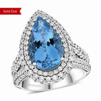 RHAPSODY 950 Platinum AGI Certified AAAA Santamaria Aquamarine & Diamond Ring 6.25 Ct.