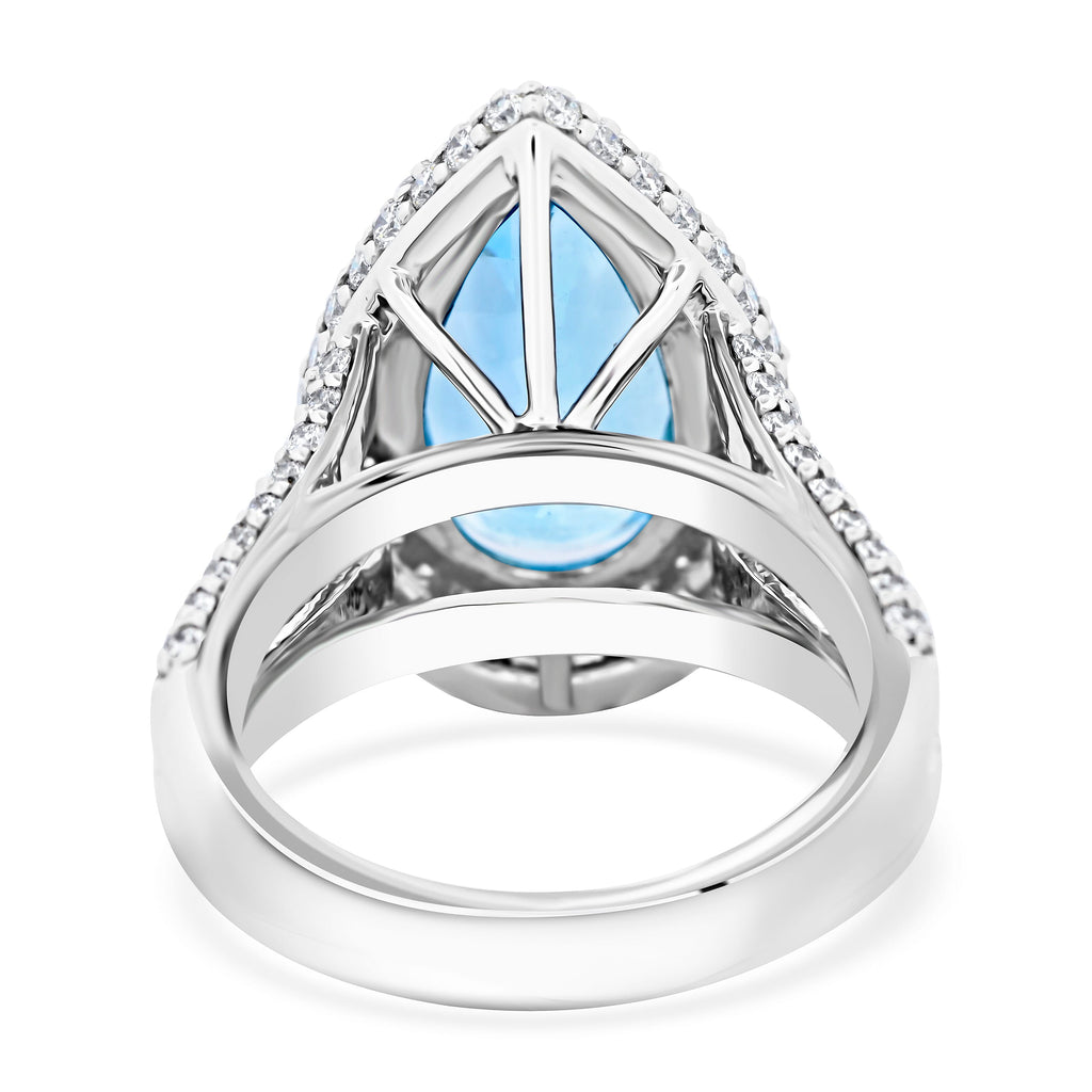 RHAPSODY 950 Platinum AGI Certified AAAA Santamaria Aquamarine & Diamond Ring 6.25 Ct.