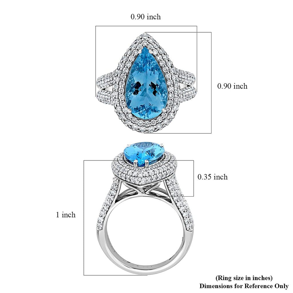 RHAPSODY 950 Platinum AGI Certified AAAA Santamaria Aquamarine & Diamond Ring 6.25 Ct.
