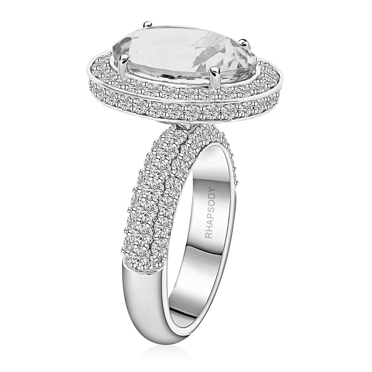 Appraised and Certified 7.9 Ct. Santamaria Aquamarine, Diamond Halo Ring in 950 Platinum 7769513 2
