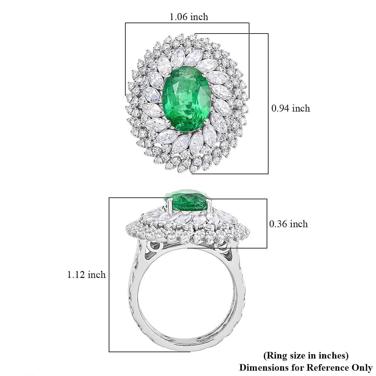 Chairman Vault Collection Certified &amp; Appraised RHAPSODY AAAA Kagem Zambian Emerald,  Diamond Floral Ring in 950 Platinum 5.45 Ct. (E-F VS) 7769562 5