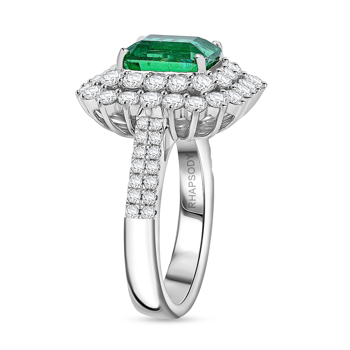 Chairman Vault: Certified and Appraised Ring with AAAA Grade Ethiopian Emerald and Diamond Double Halo in 950 Platinum 7769625 3
