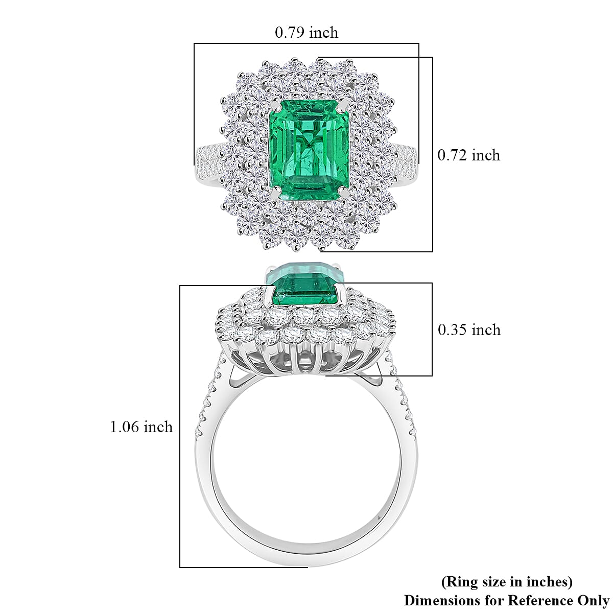 Chairman Vault: Certified and Appraised Ring with AAAA Grade Ethiopian Emerald and Diamond Double Halo in 950 Platinum 7769625 4