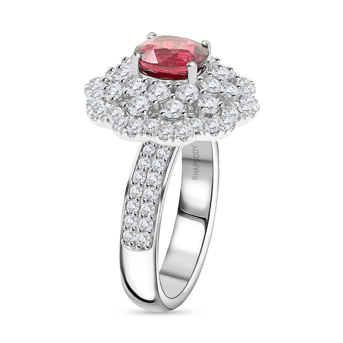Chairman Vault Collection - Certified and Appraised RHAPSODY 950 Platinum AAAA Montepuez Ruby and E-F VS Diamond Halo Ring 4.00 Ct 7769649 3