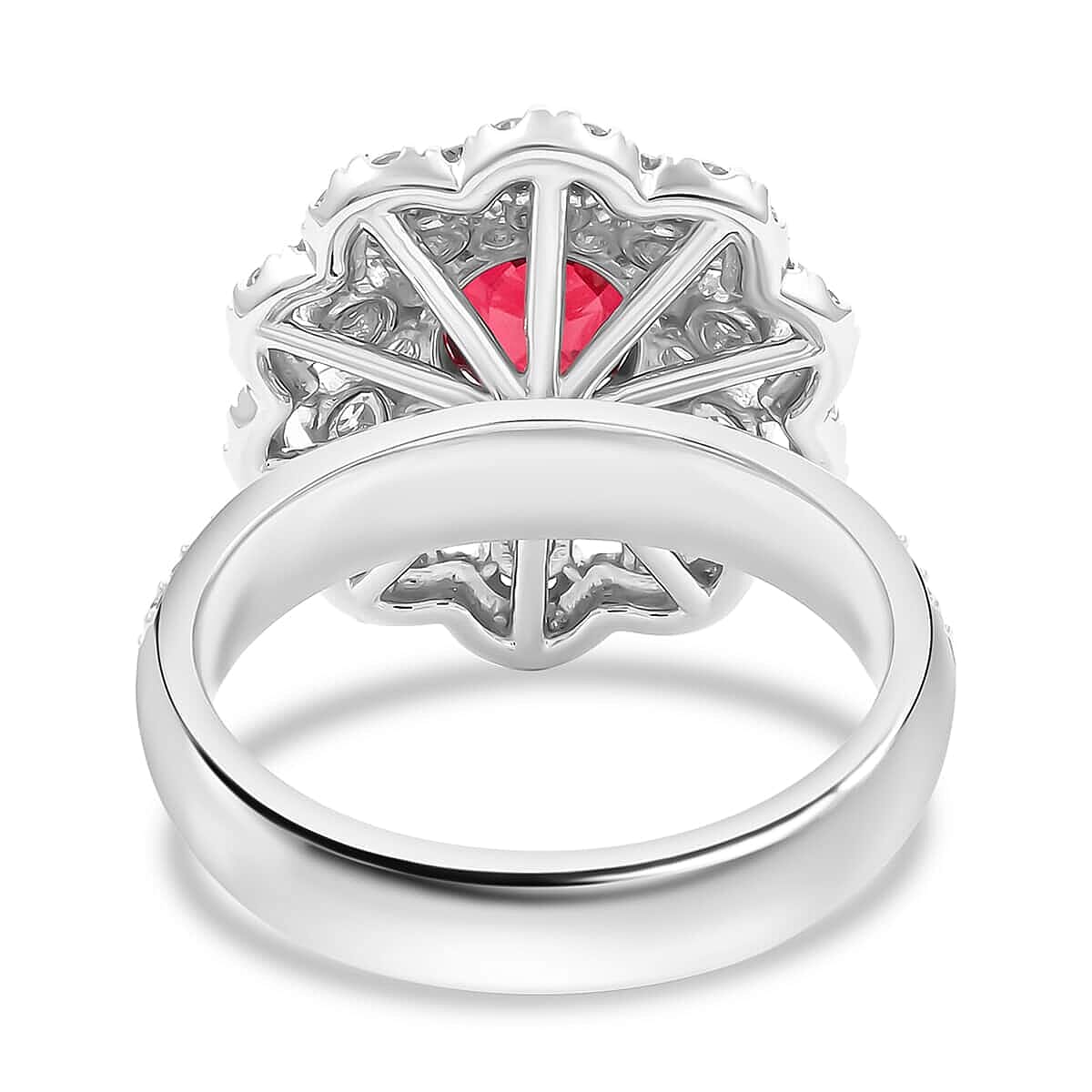 Chairman Vault Collection - Certified and Appraised RHAPSODY 950 Platinum AAAA Montepuez Ruby and E-F VS Diamond Halo Ring 4.00 Ct 7769649 4