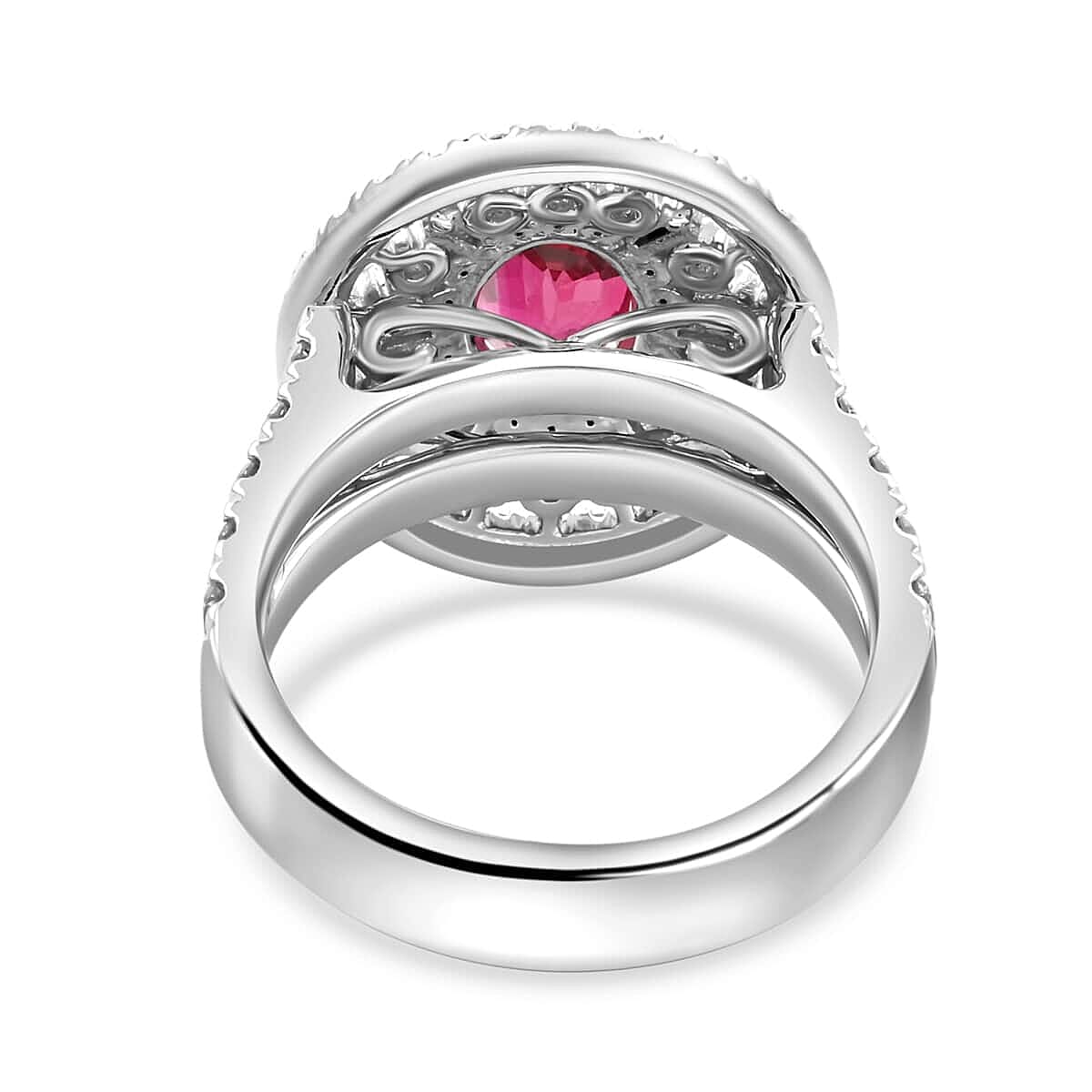 Appraised and Certified 4 Ct. Ruby, Diamond Halo Ring in 950 Platinum 7769674 6