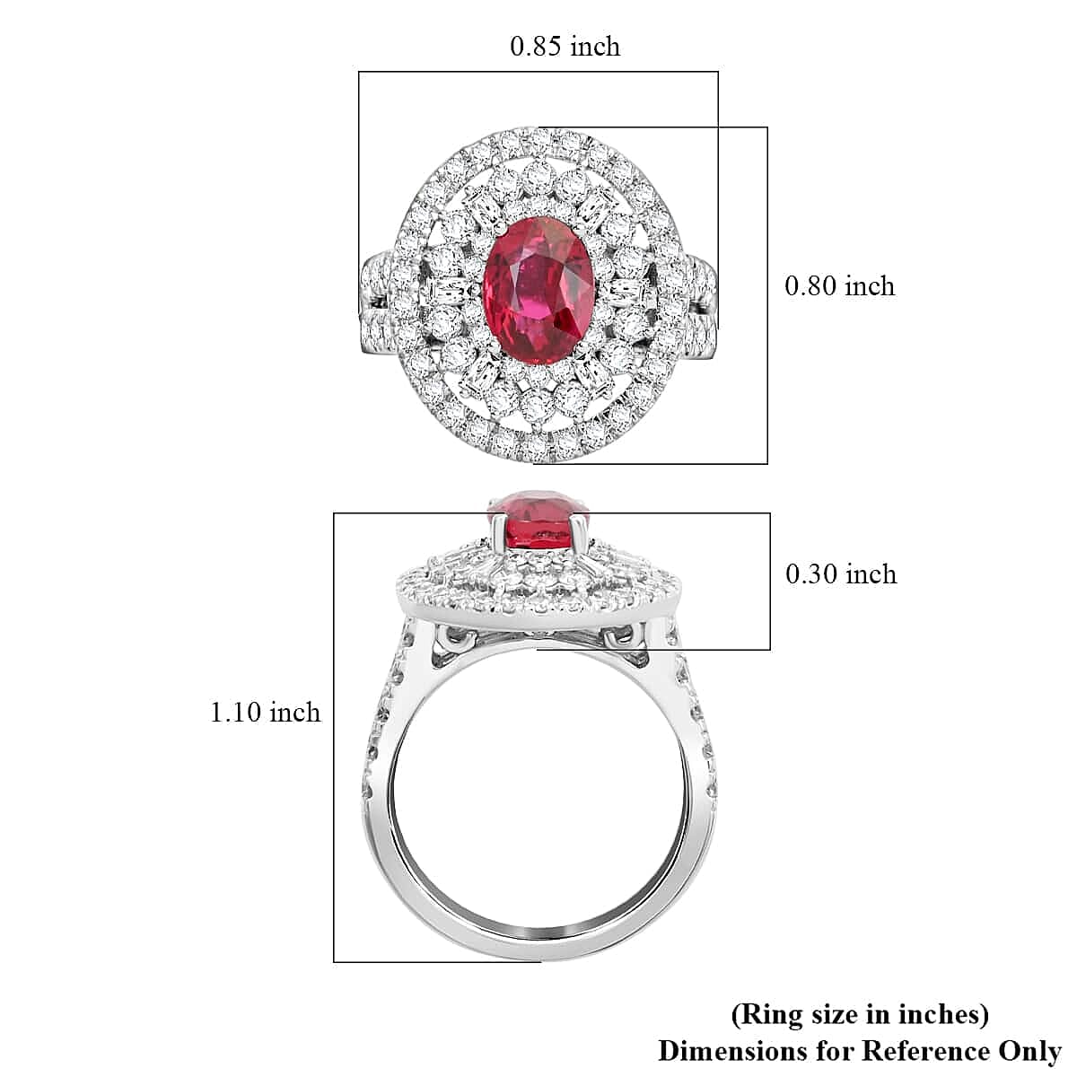 Appraised and Certified 4 Ct. Ruby, Diamond Halo Ring in 950 Platinum 7769674 7