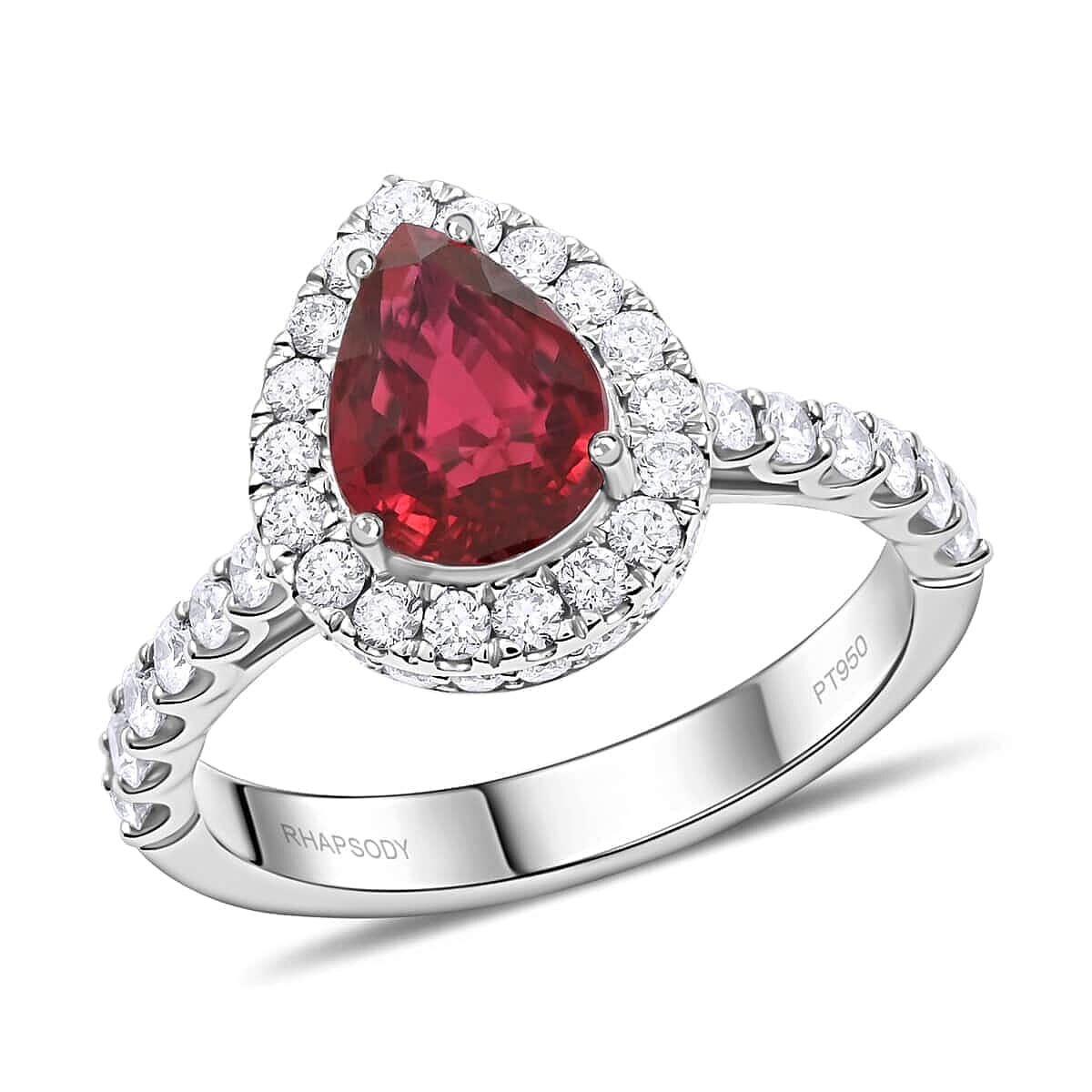 Chairman Vault Collection - Certified and Appraised RHAPSODY 950 Platinum AAAA Montepuez Ruby, White Diamond VS Ring 3.40 Ct. 7769686 0