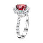 Certified and Appraised RHAPSODY 950 Platinum AAAA Montepuez Ruby, White Diamond VS Ring 3.40 Ct.