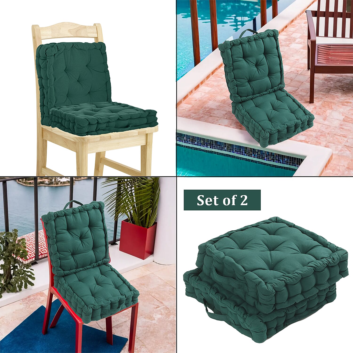 Set of 2 Solid Colour Floor Cushion 7770996 2