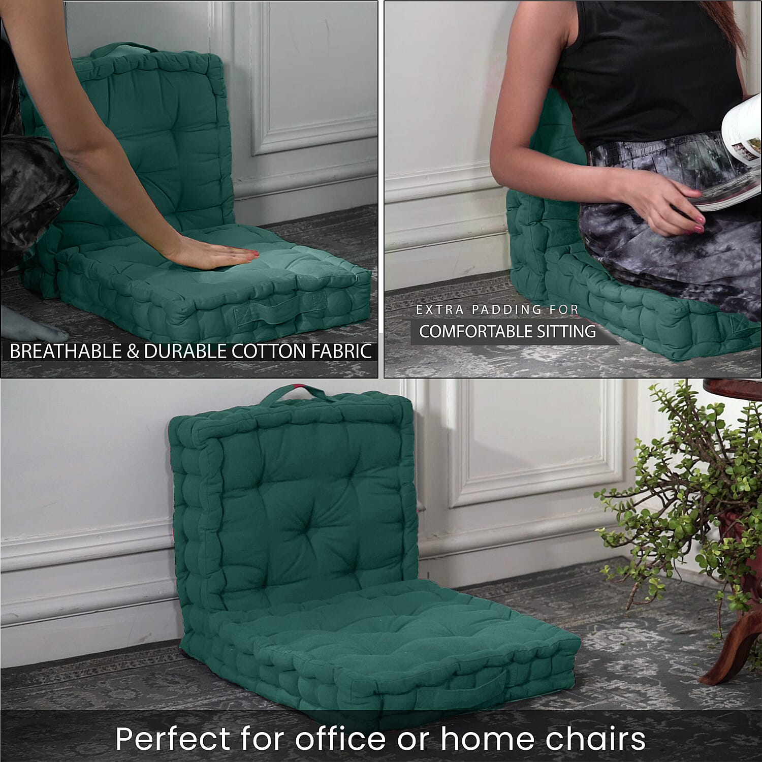 Set of 2 Solid Colour Floor Cushion 7770996 3