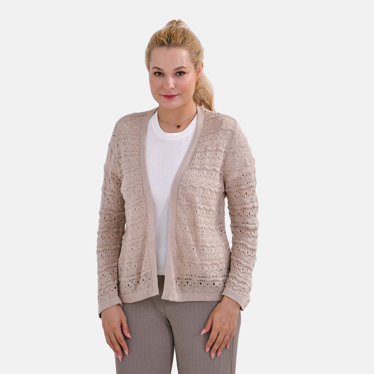 La Marey Acrylic Patterned Cardigan Jacket V32566322 4