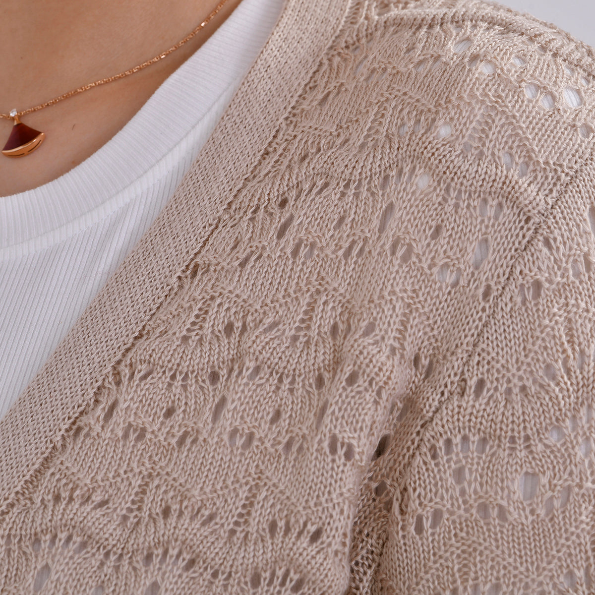 La Marey Acrylic Patterned Cardigan Jacket V32566322 6