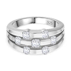 Moissanite Bubble Ring in Platinum Overlay Sterling Silver 1.02 Ct, Silver Wt. 5.19 Gms