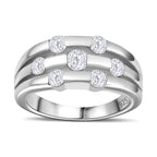 Moissanite Bubble Ring in Platinum Overlay Sterling Silver 1.02 Ct, Silver Wt. 5.19 Gms