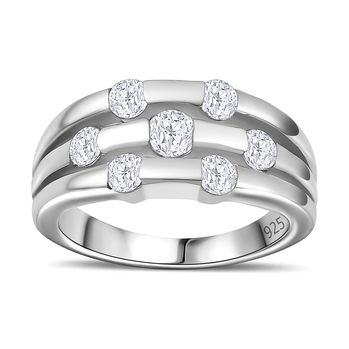 Moissanite Bubble Ring in Platinum Overlay Sterling Silver 1.02 Ct, Silver Wt. 5.19 Gms 7771311 3