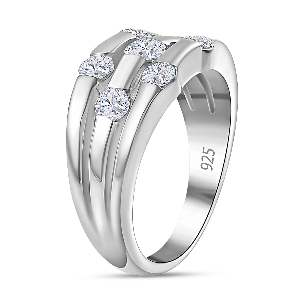Moissanite Bubble Ring in Platinum Overlay Sterling Silver 1.02 Ct, Silver Wt. 5.19 Gms 7771311 4