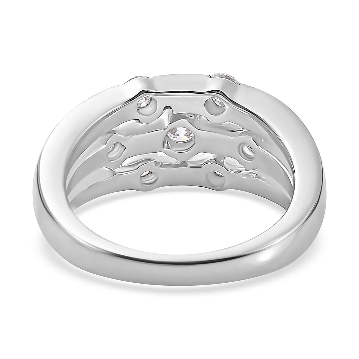 Moissanite Bubble Ring in Platinum Overlay Sterling Silver 1.02 Ct, Silver Wt. 5.19 Gms 7771311 5