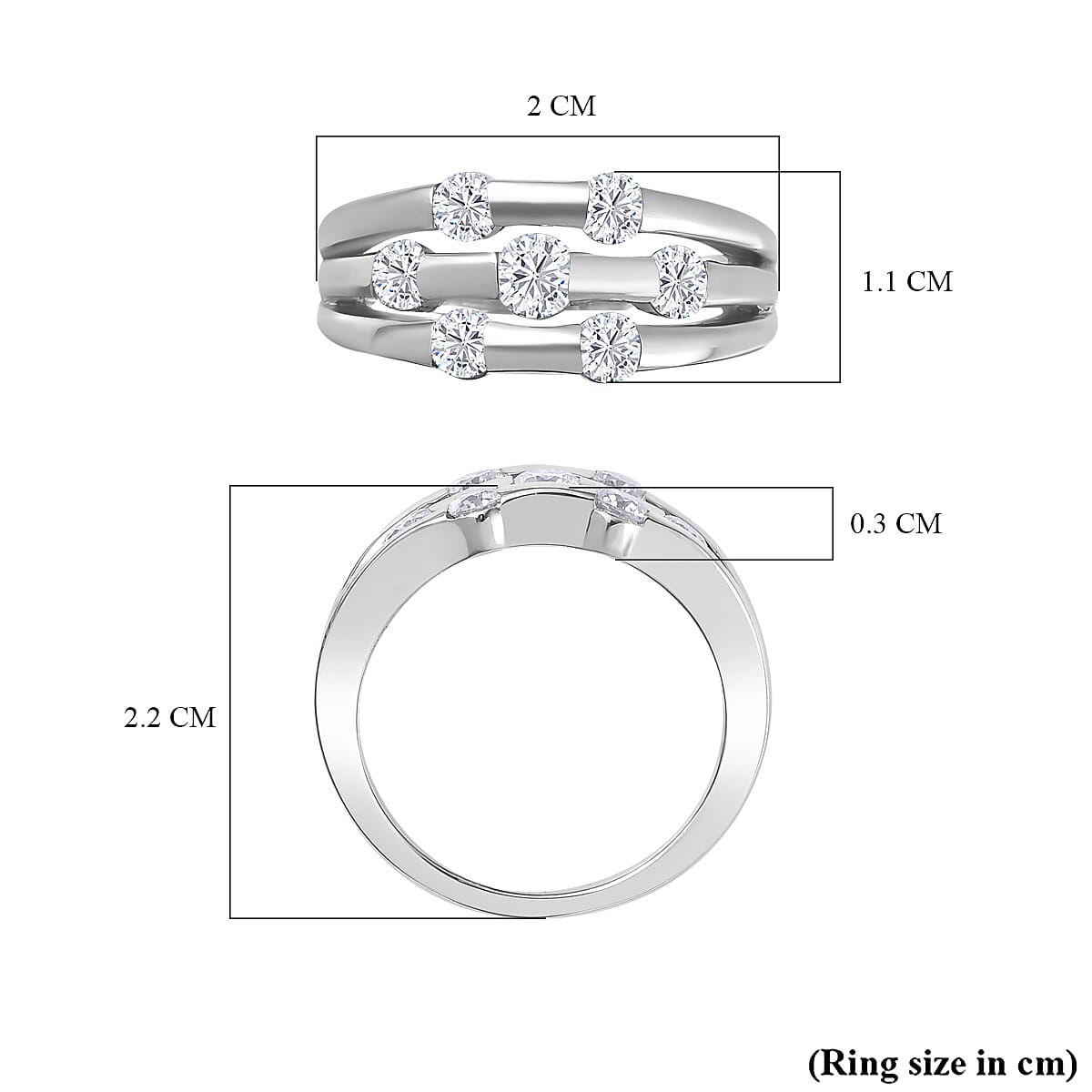 Moissanite Bubble Ring in Platinum Overlay Sterling Silver 1.02 Ct, Silver Wt. 5.19 Gms 7771311 6