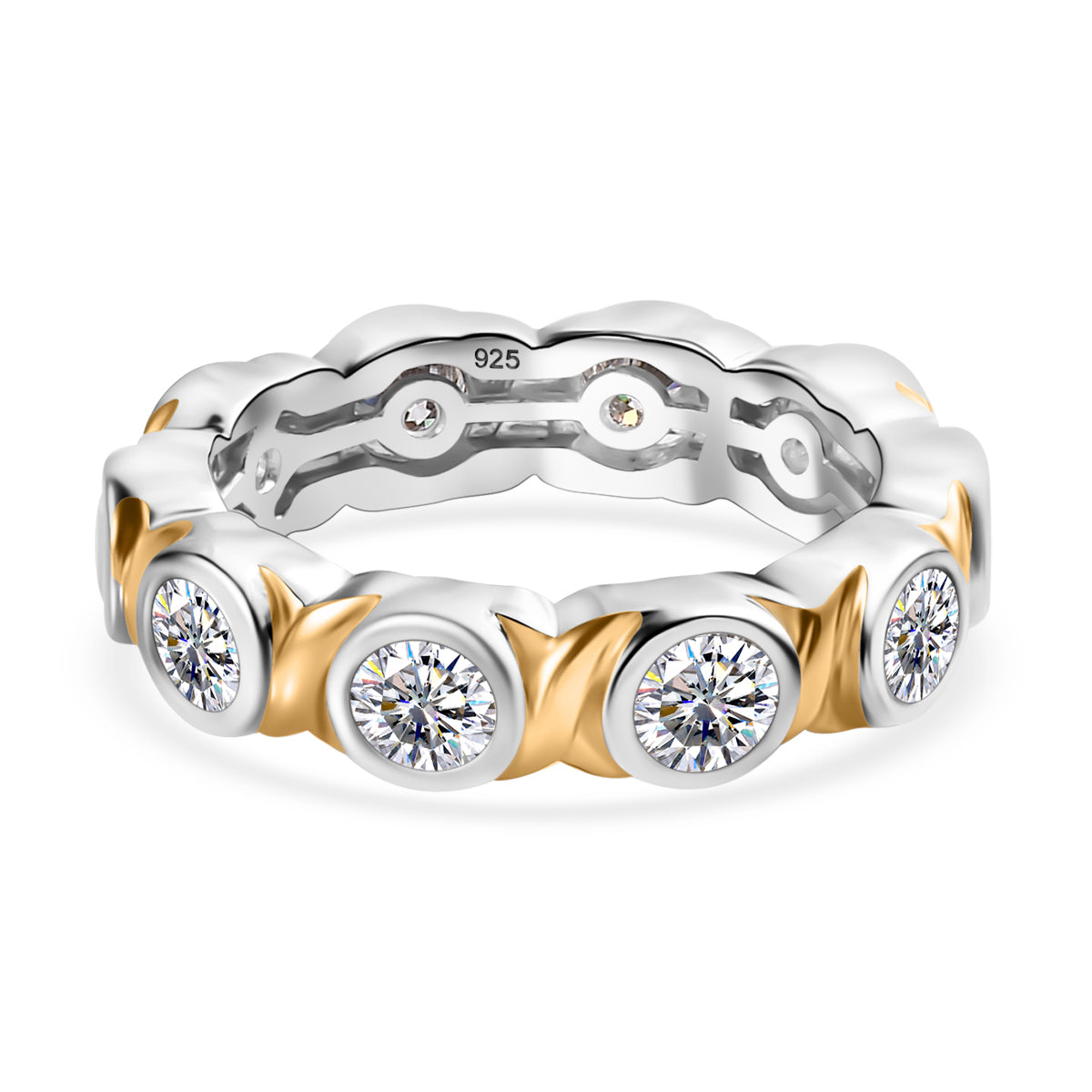 Moissanite  Band Ring  Sterling Silver 1.98 ct,  Silver Wt. 5 Gms  2.250  Ct. 7771966 0