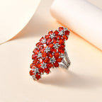 Natural Salamanca Fire Opal & Natural Zircon Cluster Floral Ring in Platinum Overlay Sterling Silver 5.96 Ct._7771990_1