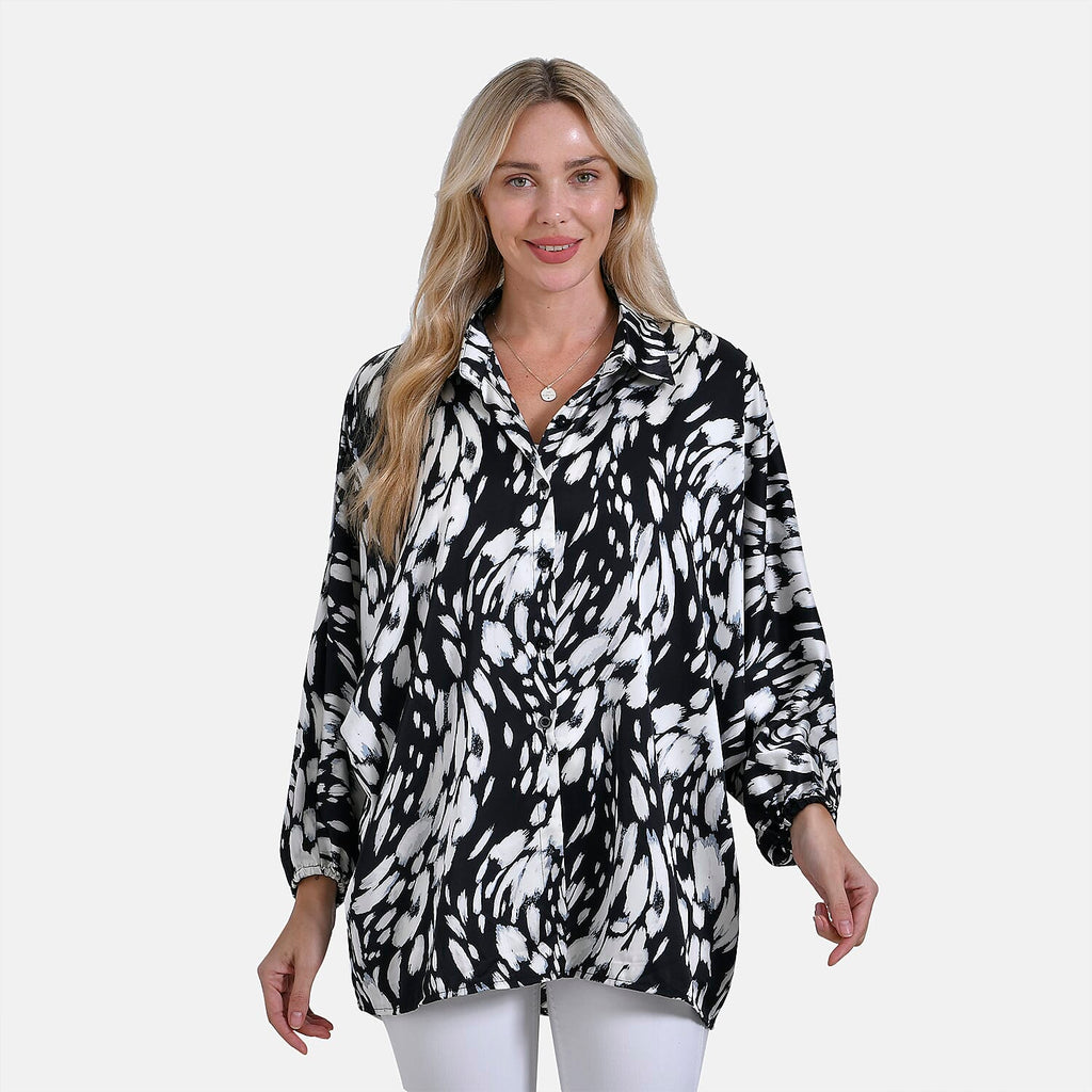La Marey Abstract Art Pattern Top (Size L/XL) - Black & White_7772007
