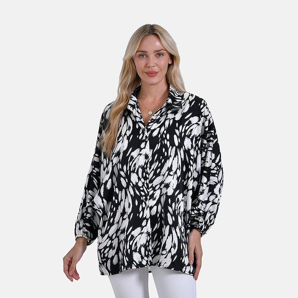 La Marey Abstract Art Pattern Top (Size L/XL) - Black & White_7772007_2