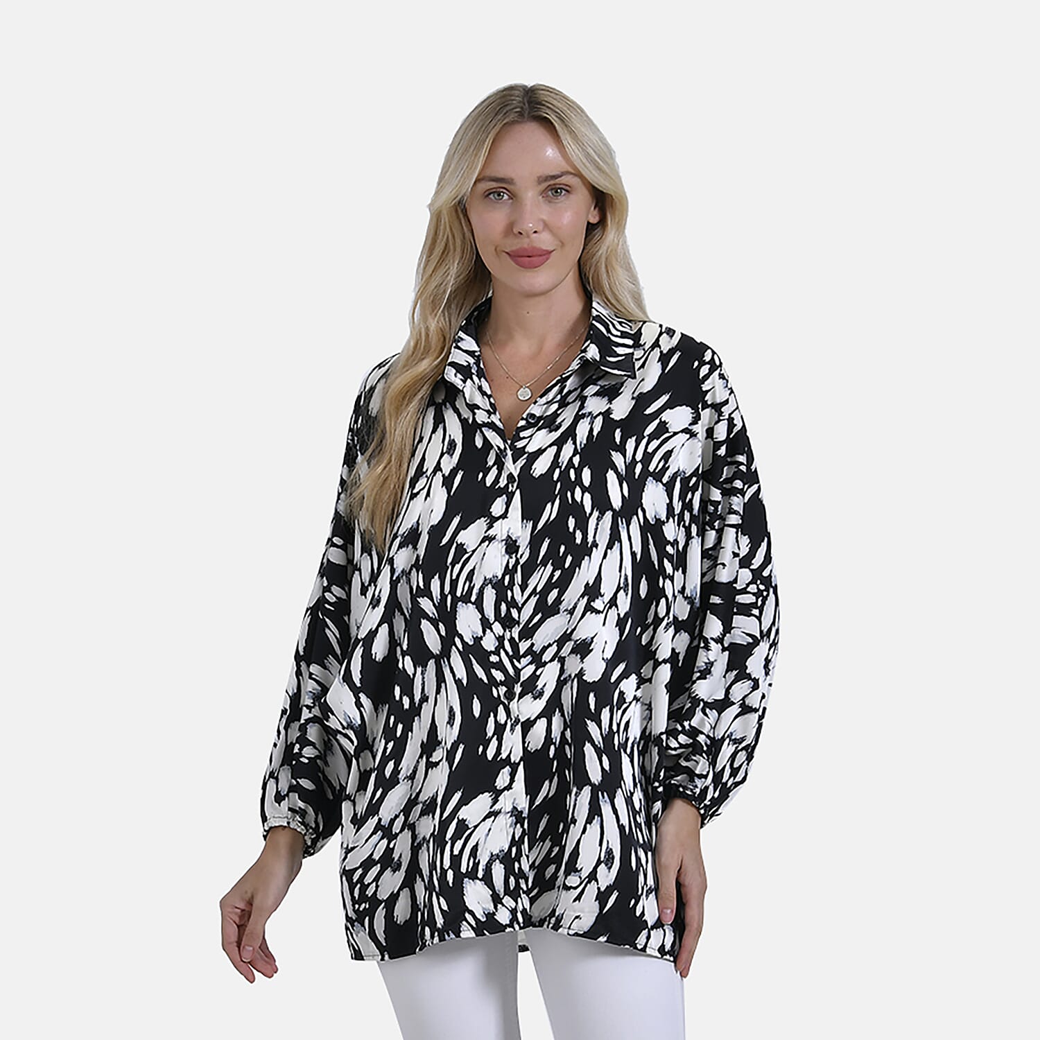 La Marey Abstract Art Pattern Top (Size L/XL) - Black &amp; White V32533098 3