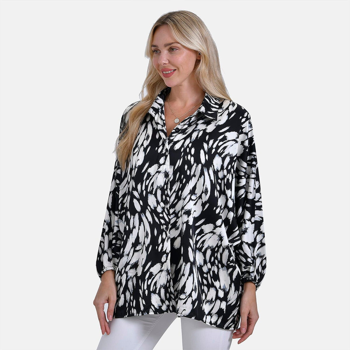 La Marey Abstract Art Pattern Top (Size L/XL) - Black &amp; White V32533098 4
