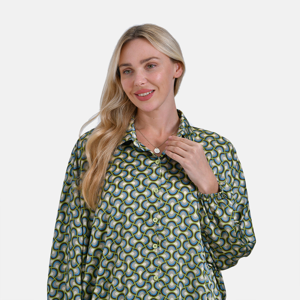 La Marey Geometric Pattern Top (Size L/XL) - Green V32564788 5