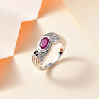 Natural John Saul Ruby & Natural Zircon Infinity Ring in Platinum Overlay Sterling Silver 1.12 Ct_7772091_1