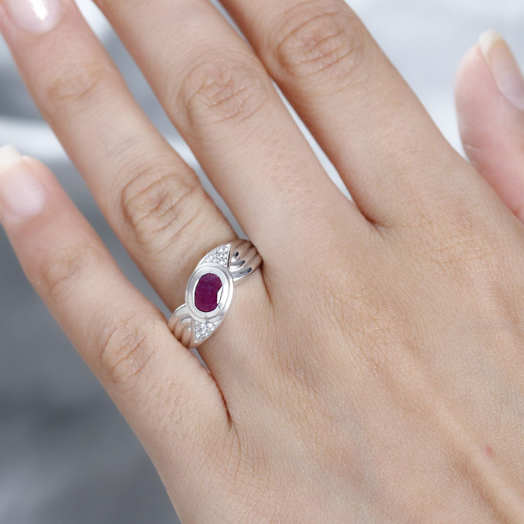 Natural John Saul Ruby & Natural Zircon Infinity Ring in Platinum Overlay Sterling Silver 1.12 Ct_7772091_2