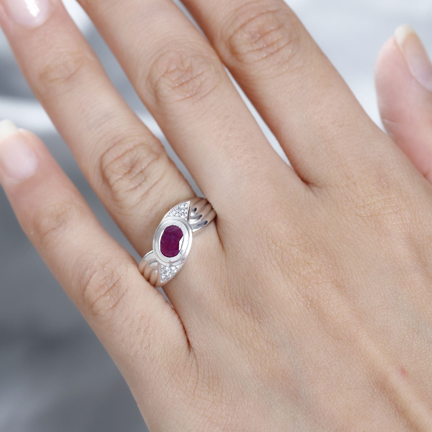 John Saul Ruby and Zircon Infinity Ring in Platinum Overlay Sterling Silver V32530580 2