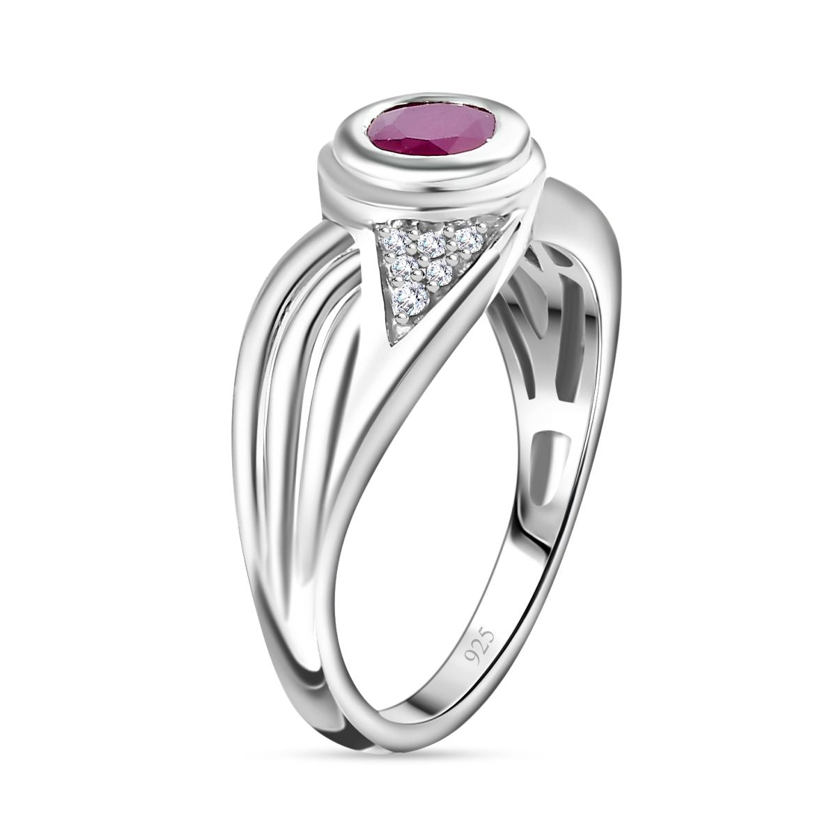 John Saul Ruby and Zircon Infinity Ring in Platinum Overlay Sterling Silver V32530580 3