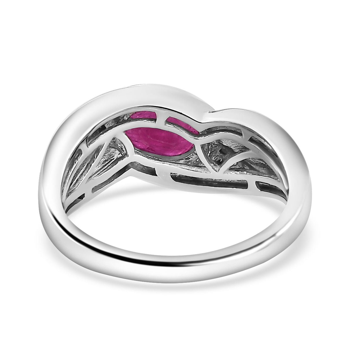 John Saul Ruby and Zircon Infinity Ring in Platinum Overlay Sterling Silver V32530580 4