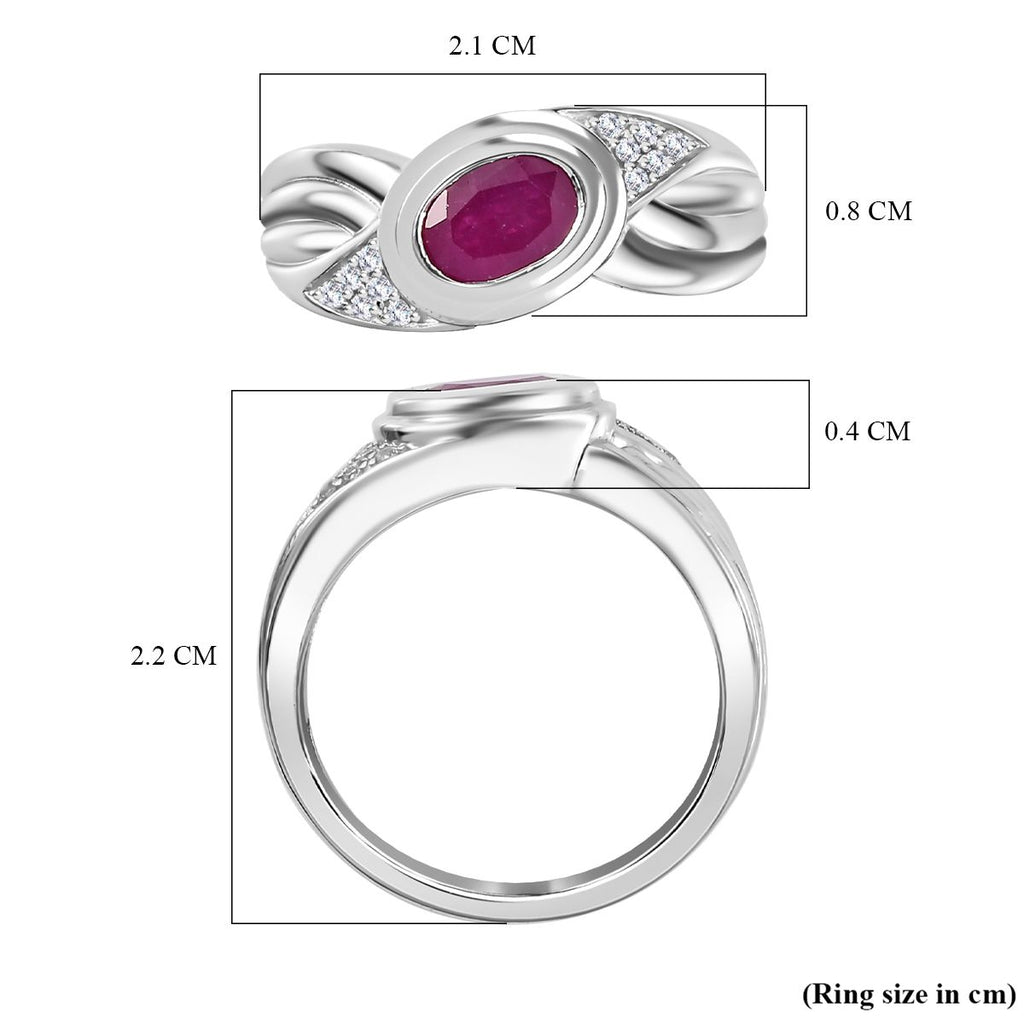 Natural John Saul Ruby & Natural Zircon Infinity Ring in Platinum Overlay Sterling Silver 1.12 Ct_7772091_5