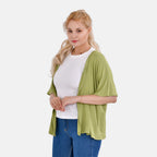 Tamsy V-Neck Mid-Sleeve Cardigan (One Size) - Green_7772230_2