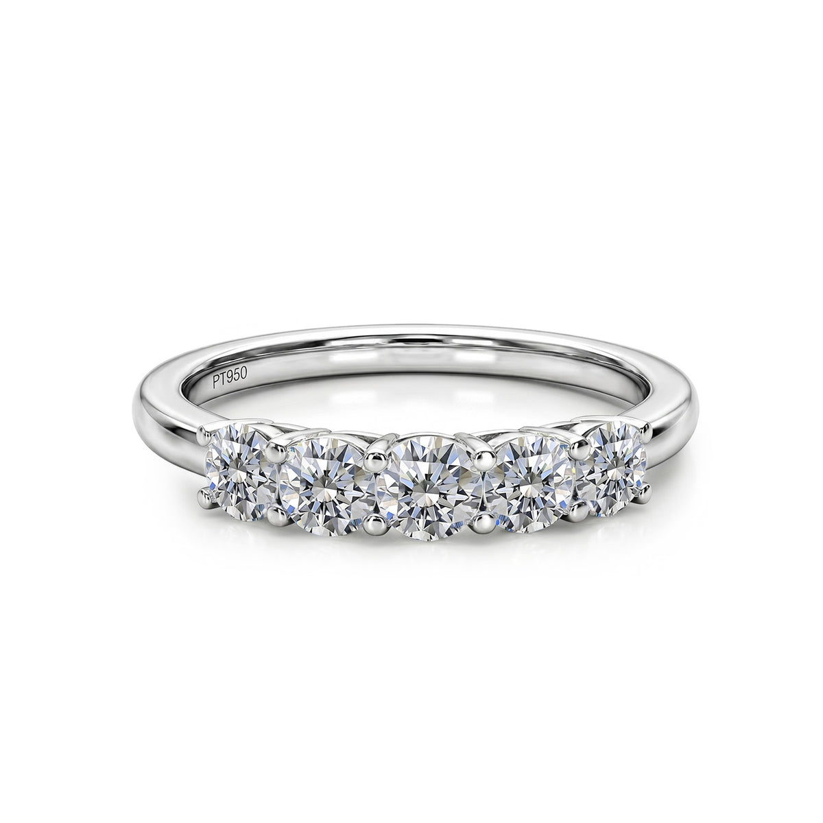 LUXURIANT SGL Certified 1 Ct. Lab Grown Diamond VS E-F 5 Stone Ring in 950 Platinum 7772606 0