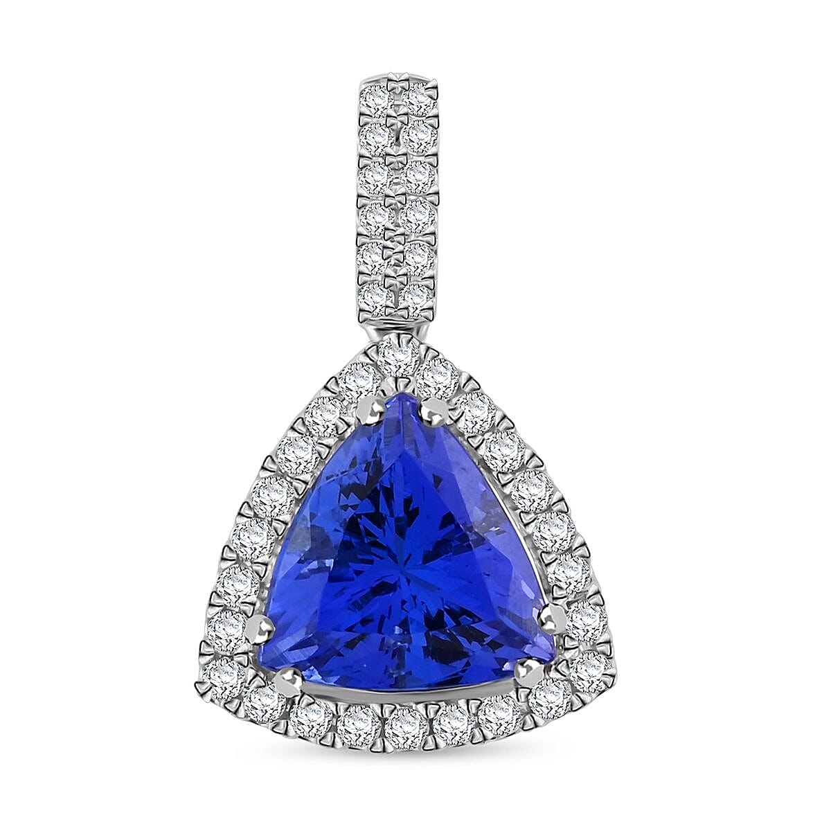 Appraised and Certified 4.05 Ct. Tanzanite, Diamond Halo Pendant in 950 Platinum 7772919 0