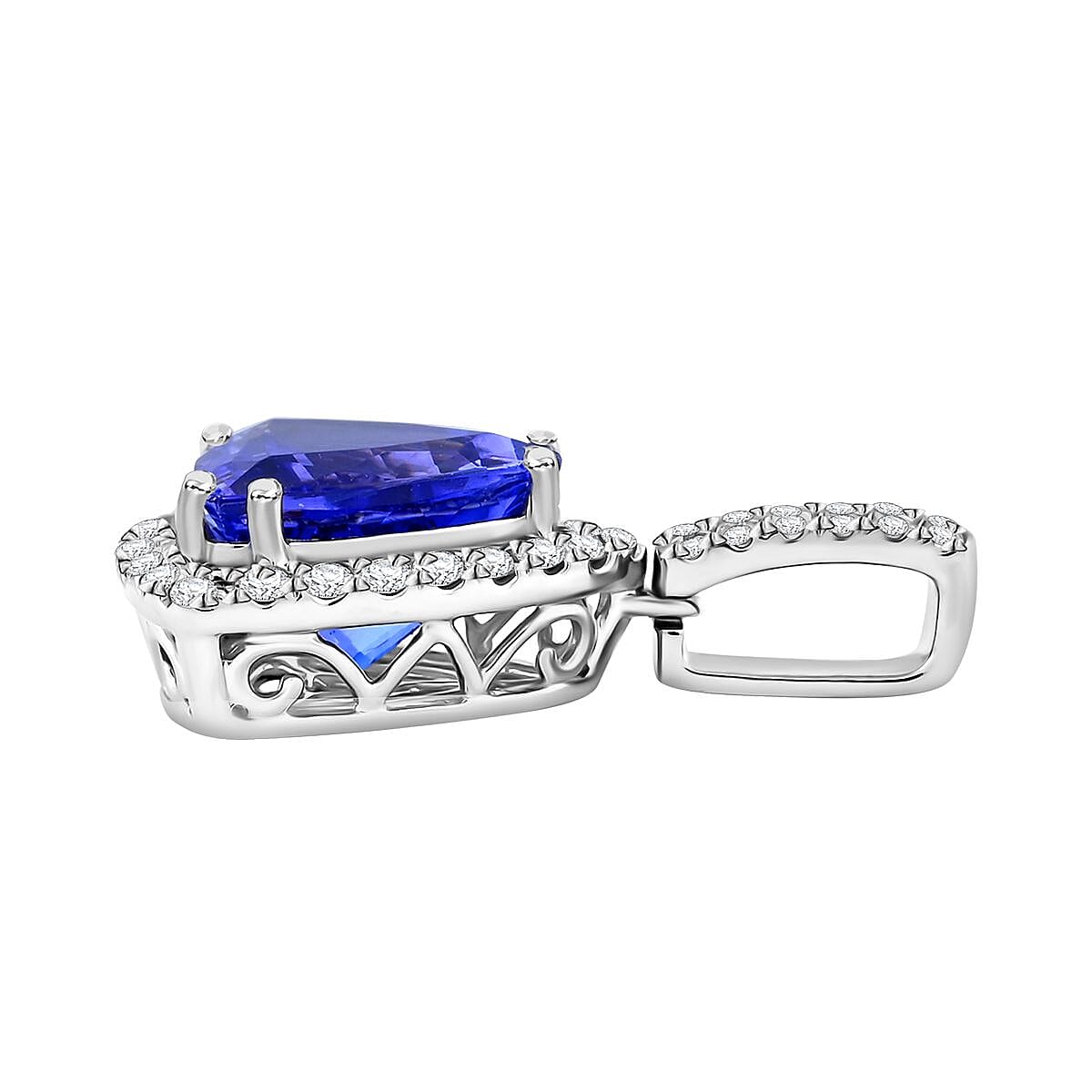 Appraised and Certified 4.05 Ct. Tanzanite, Diamond Halo Pendant in 950 Platinum 7772919 3