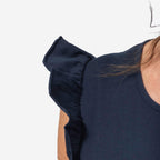 Maison Frill Sleeve Cami Top (Size M, 12-14) - Navy_7773024_3