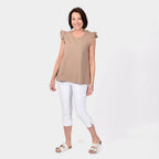 Maison Frill Sleeve Vest (Size S, 8-10) - Camel_7773029