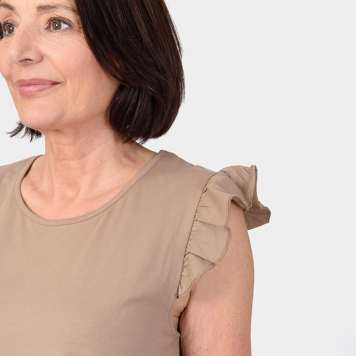 Maison Frill Sleeve Vest (Size S, 8-10) - Camel V32573931 3