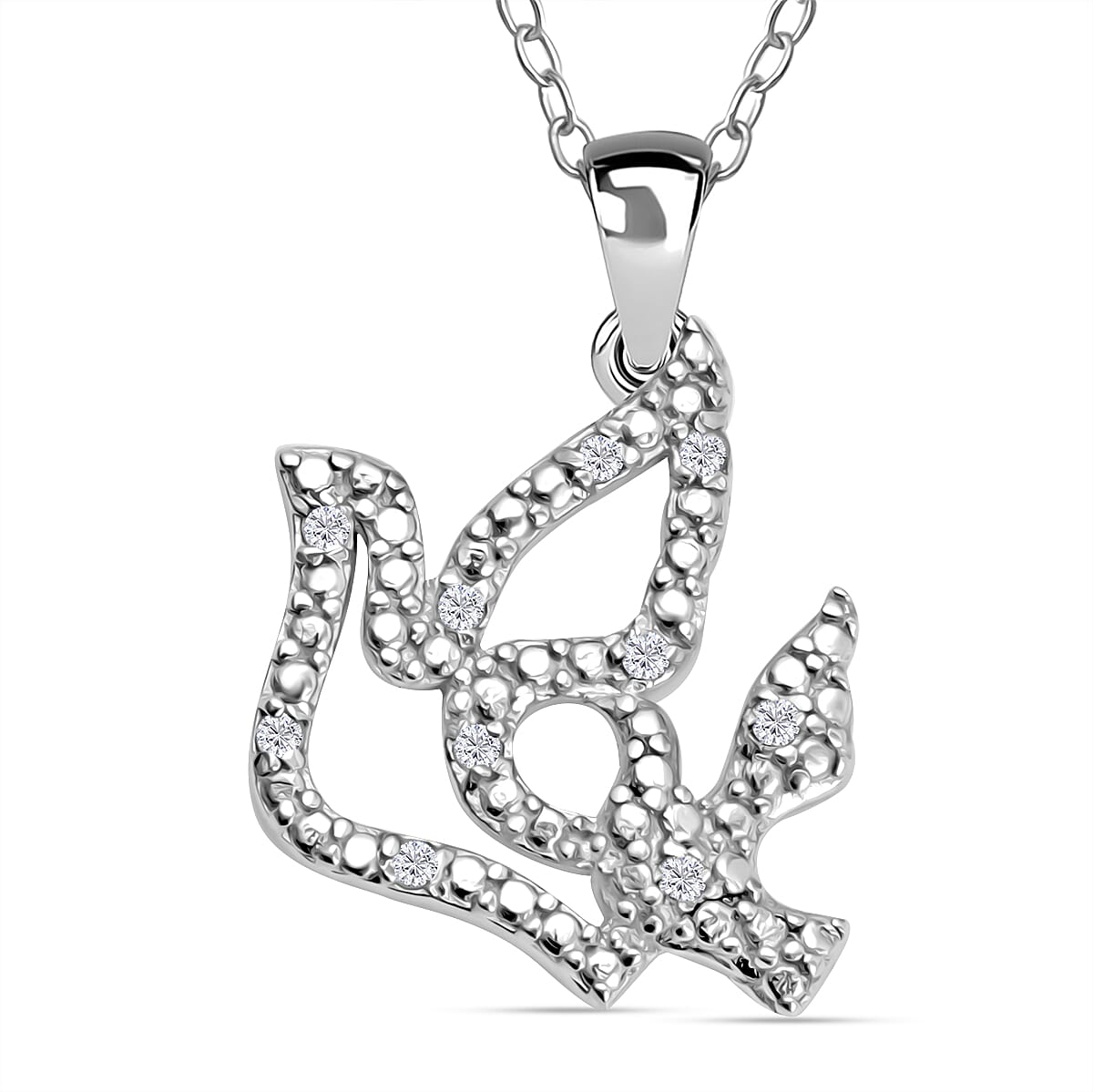 White Diamond  Pendant in Rhodium Overlay Sterling Silver 7774017 0